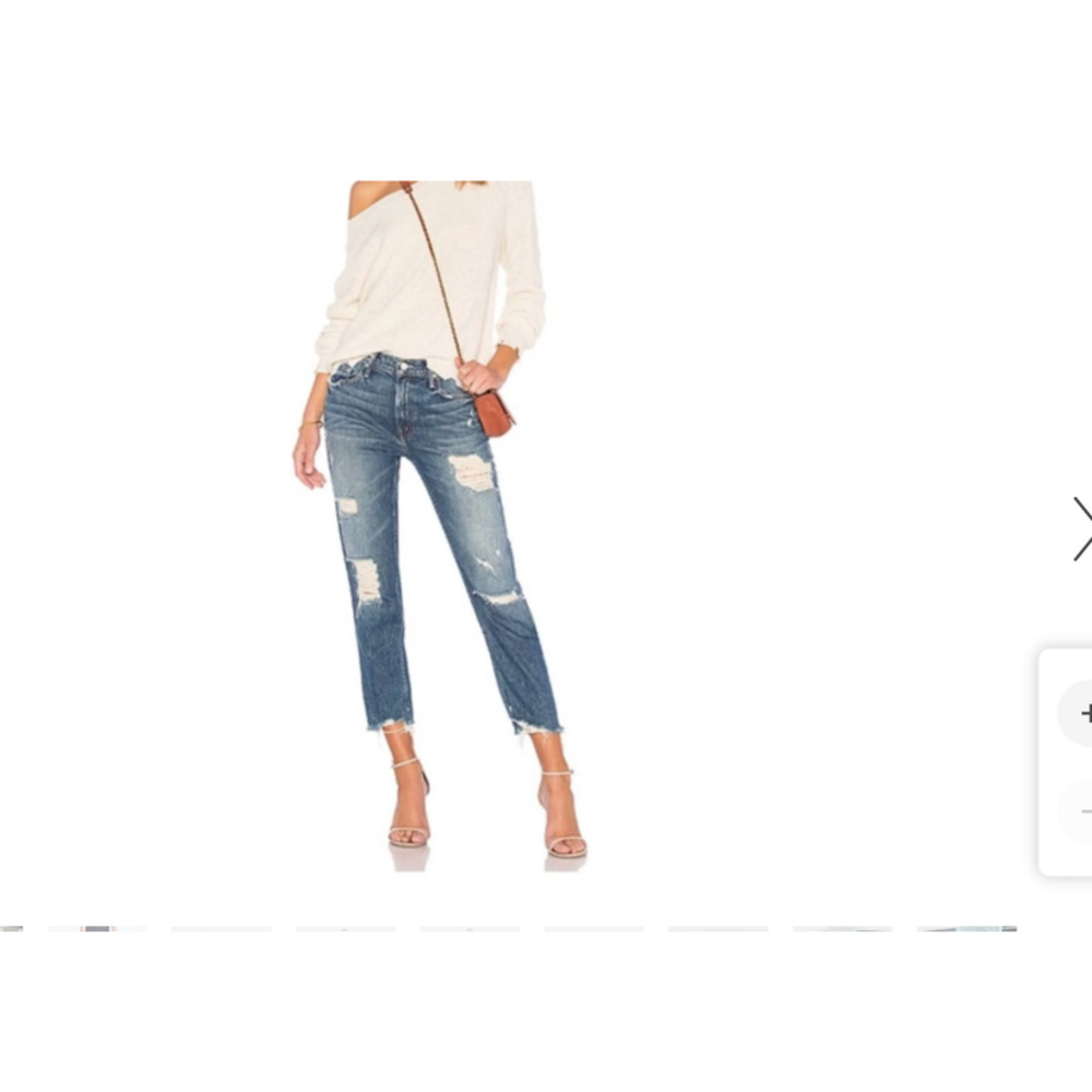 MOTHER Blue Distressed Straight Leg Jeans